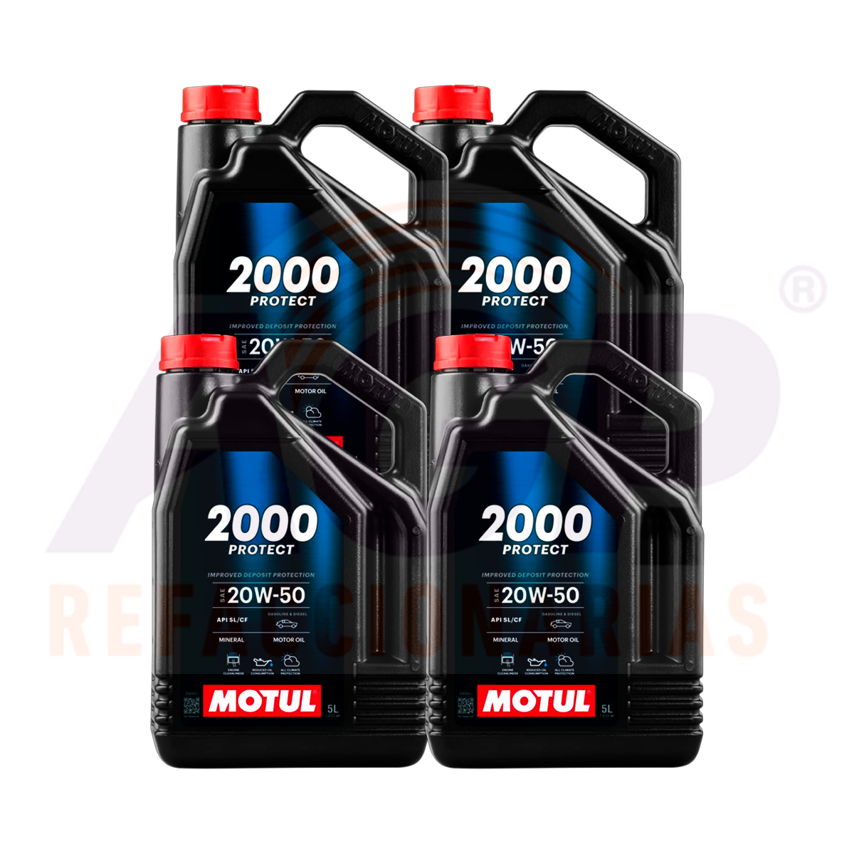CAJA 4 PZAS ACEITE MOTUL 2000 PROTECT 20W-50 4X5L