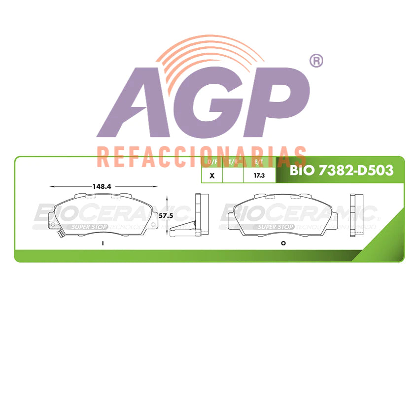 BALATA DE FRENO DELANTERA ACURA INTEGRA 1998-2001