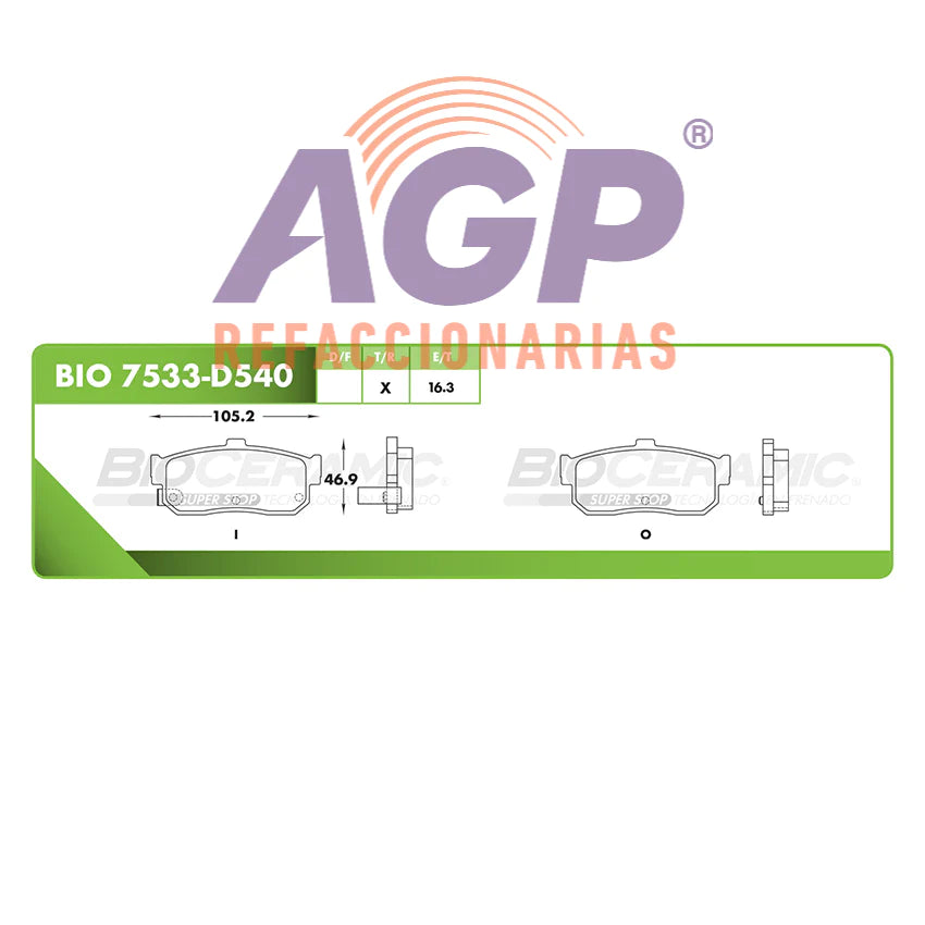 BALATA DE FRENO TRASERA INFINITI G20 1991-1994