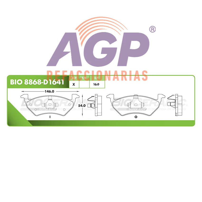 BALATA DE FRENO DELANTERA VOLKSWAGEN GOL 2012-2018
