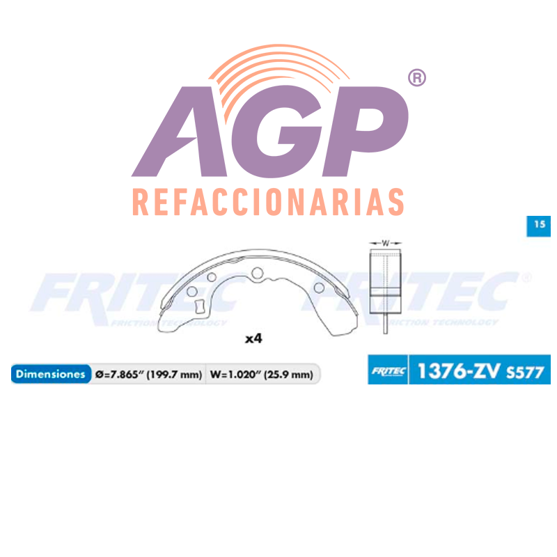 BALATA TAMBOR MAZDA ( 323 / 1986-1989) * )(FRI-OW1376ZV)