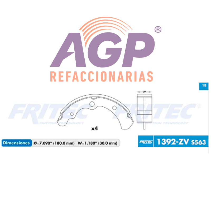 BALATA TAMBOR SUBARU ( LOYALE / 1990-1993) ( XT / 1990-1991) * )(FRI-OW1392ZV)