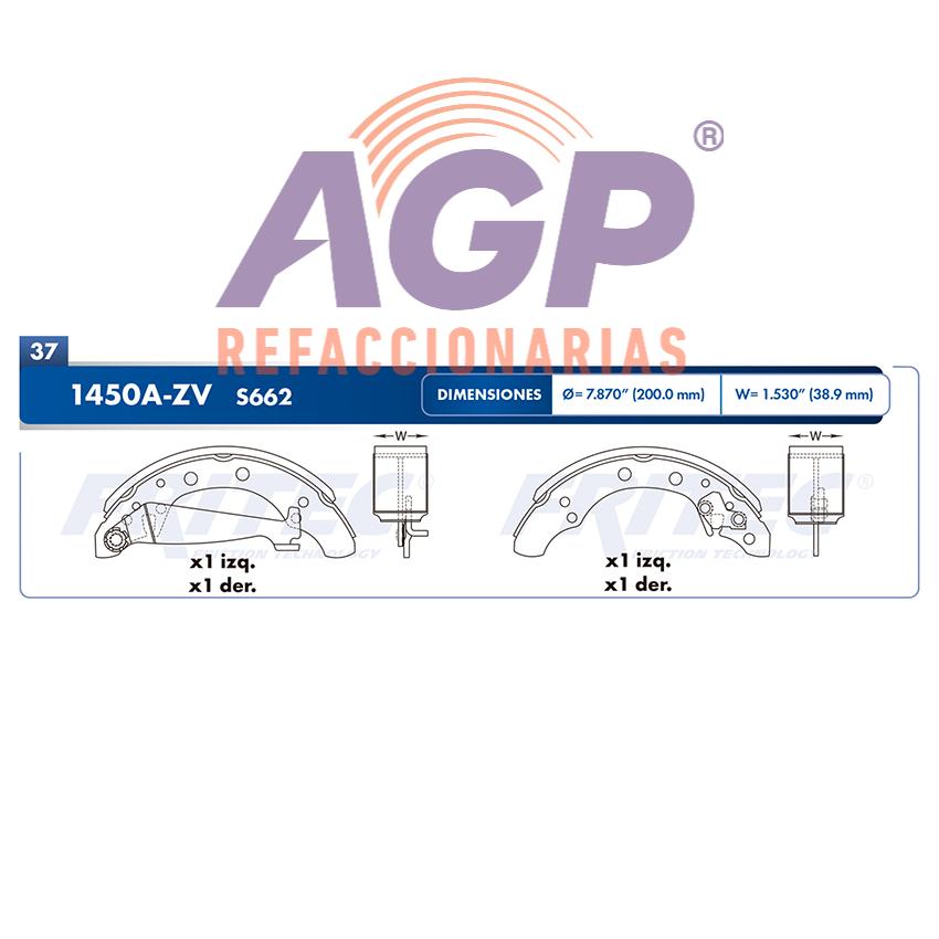 BALATA TAMBOR TRASERA VOLKSWAGEN JETTA 1987-1999 DERBY 2000-2009 GOL 2010-2011 POLO 2003-2007 GOLF 1985-1999 LUPO 2005-2009 =S662 ()