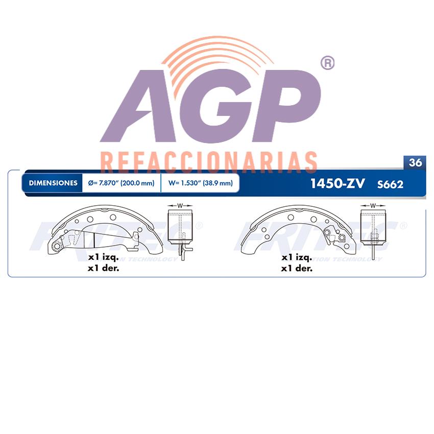 BALATA TAMBOR TRASERA VOLKSWAGEN POLO 2015-2016 POINTER GTI 2000-2009 =S662 ()