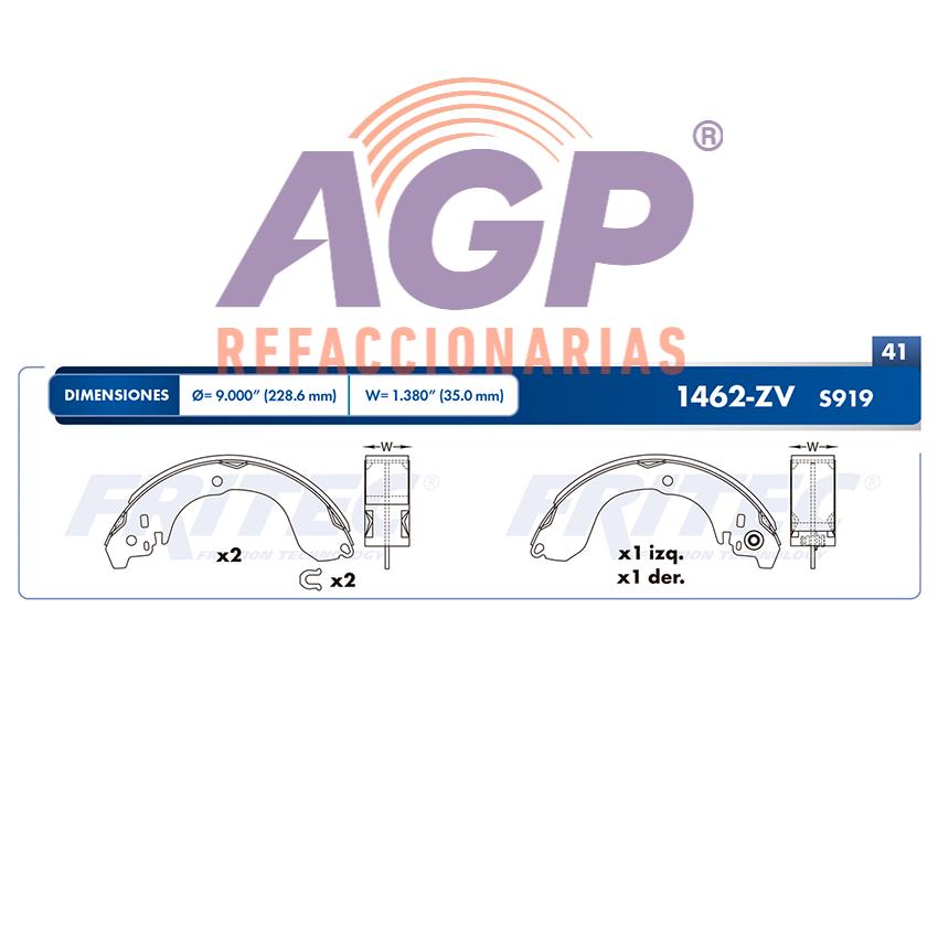 BALATA TAMBOR TRASERA CHRYSLER SEBRING 2007-2009 DODGE AVENGER 2008-2009 =S919 ()