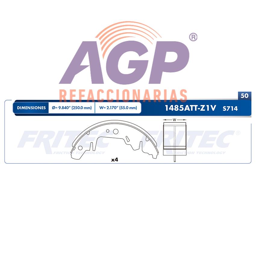 BALATA TAMBOR TRASERA CHRYSLER TRUCK VOYAGER 1996 GRAND VOYAGER 2001-2002 =S714 ()