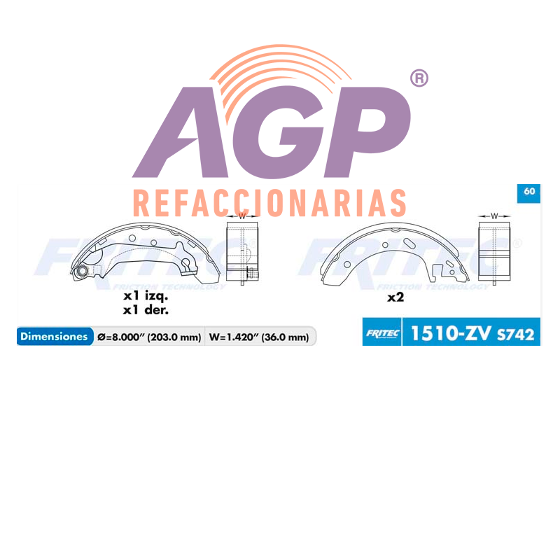 BALATA TAMBOR TRASERA FORD COUGAR 2000-2002 =S742 ()