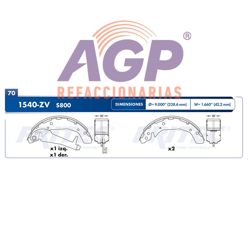 BALATA TAMBOR TRASERA DODGE STRATUS 2001-2006 STRATUS 2003-2006 CHEVROLET TRUCK HHR 2009-2011 CHRYSLER SEBRING 2003-2006 =S800 ()