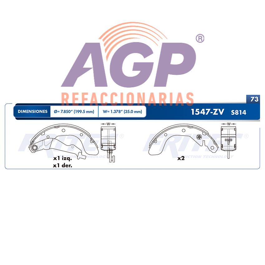 BALATA TAMBOR TRASERA CHEVROLET AVEO 2004-2018 SPARK 2011-2016 BEAT 2018-2019 PONTIAC G3 2009-2010 G3 WAVE 2009 =S814 ()