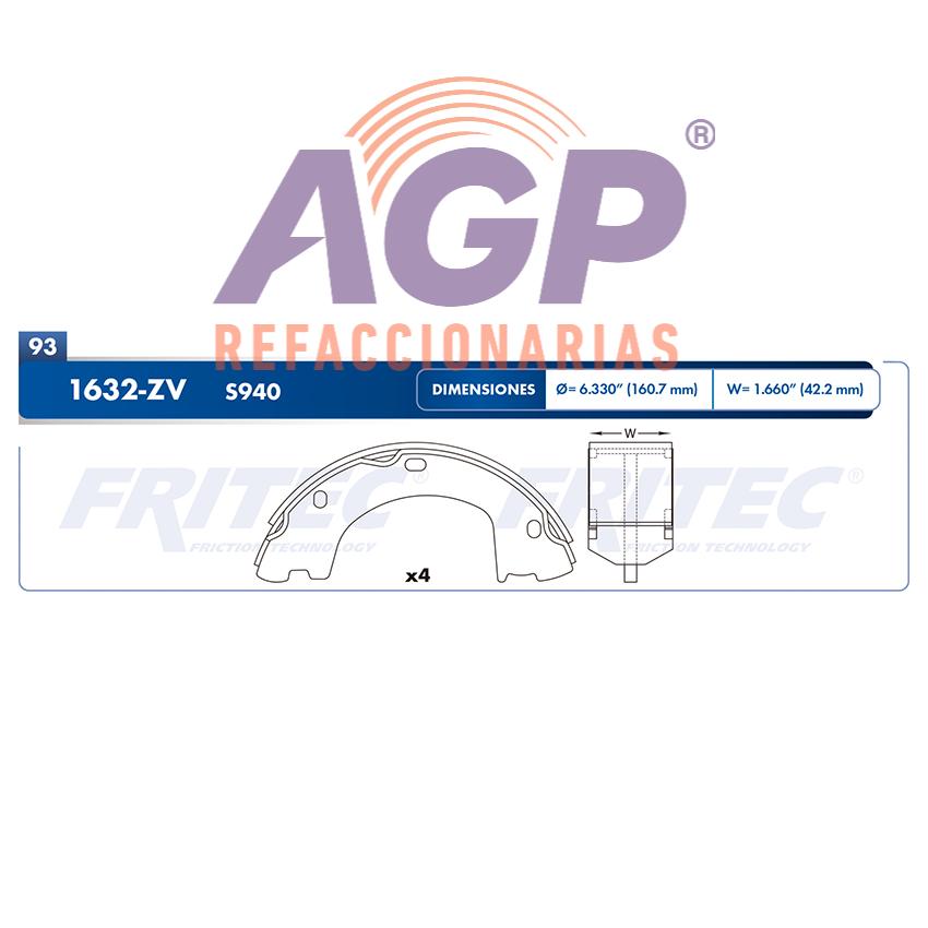 BALATA TAMBOR ESTACIONAMIENTO TRASERA MERCEDES BENZ TRUCK SPRINTER 3500 2007-2009 =S940 ()