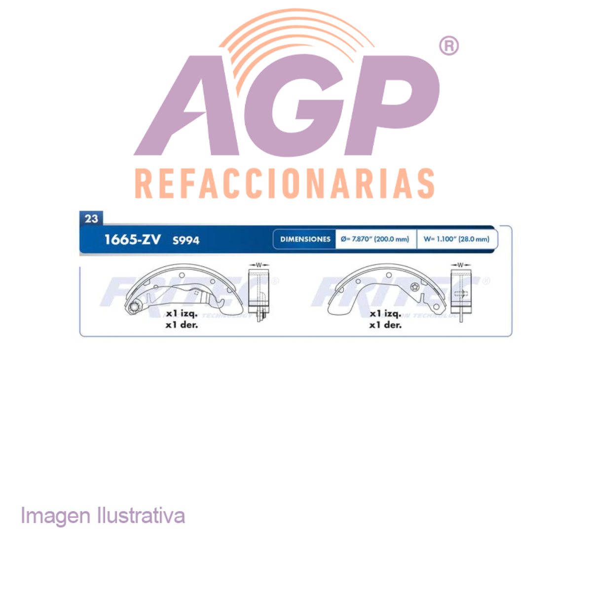 BALATA TAMBOR TRASERA CHEVROLET CHEVY 2009-2012 CHEVY C2 2004-2008 JOY 1994-2003 MONZA 1997-2003 POP 1996-2003 =S994 ()