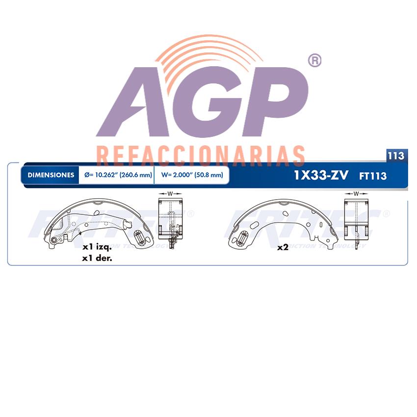 BALATA TAMBOR TRASERA NISSAN TRUCK NP300 2014-2015 =S1094 (