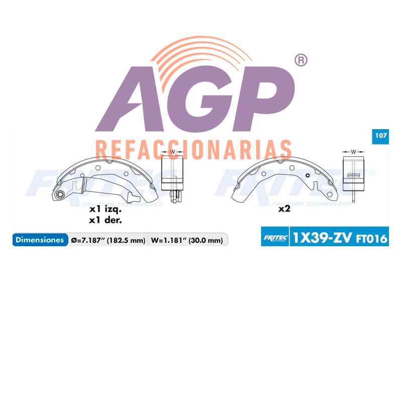 BALATA TAMBOR DAEWOO ( TICO / 1991-2001) * )(FRI-OW1X39ZV)