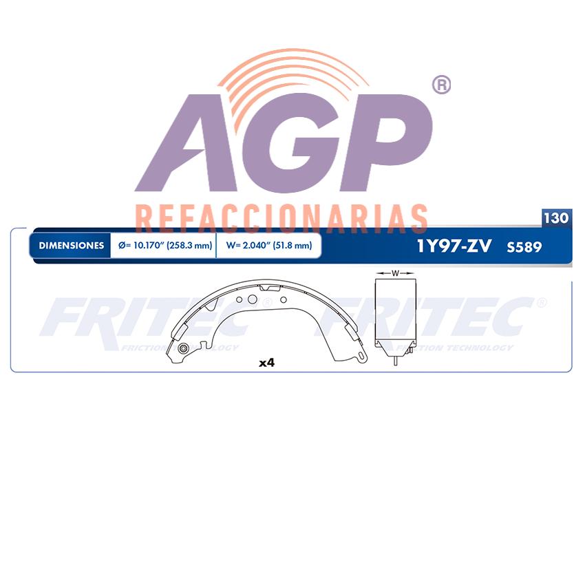 BALATA TAMBOR TRASERA TOYOTA TRUCK HIACE 2013-2014 =S589 ()