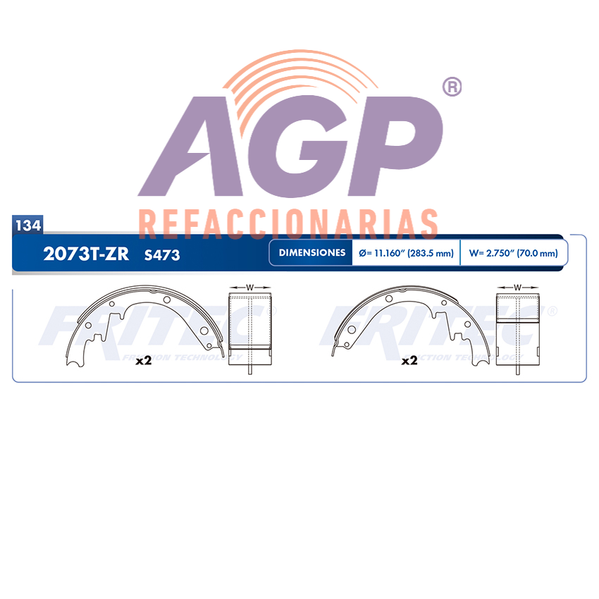 BALATA TAMBOR CHEVROLET ( BLAZER / 1990-1991) ( C2500 / 2000-2000) ((FRI-OW2073TXZR)