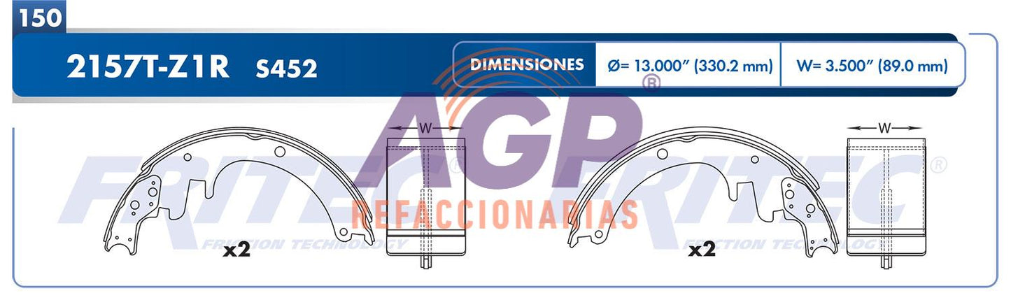 BALATA TAMBOR TRASERA CHEVROLET TRUCK C3500 2000-2001 C3500 1990-1991 2WD MICROBUS 1991-1996 C30 1980-1985 2WD =S452 ()