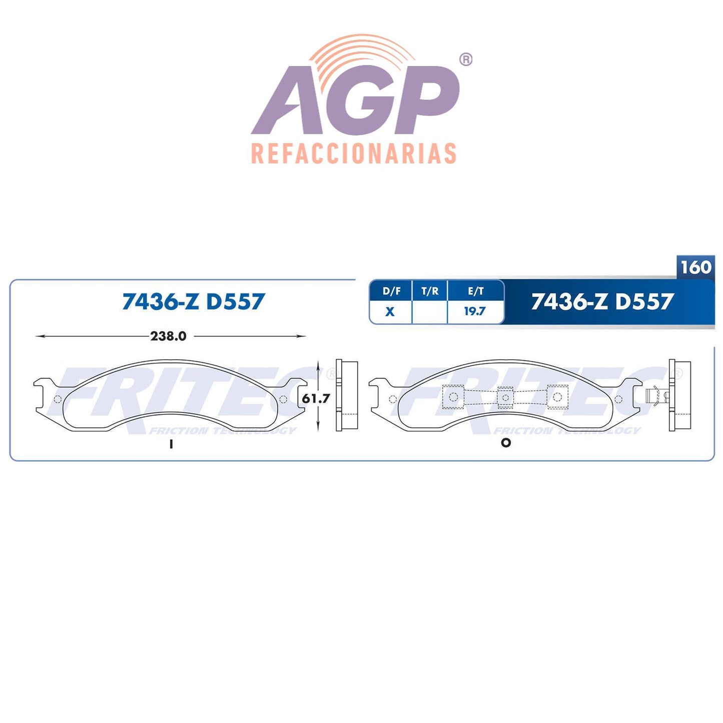 BALATA DELANTERA FORD TRUCK E-250 ECONOLINE 1992-1994, FORD TRUCK E-350 ECONO (FRI-SHD7436Z) - REFACCIONARIAS AGP