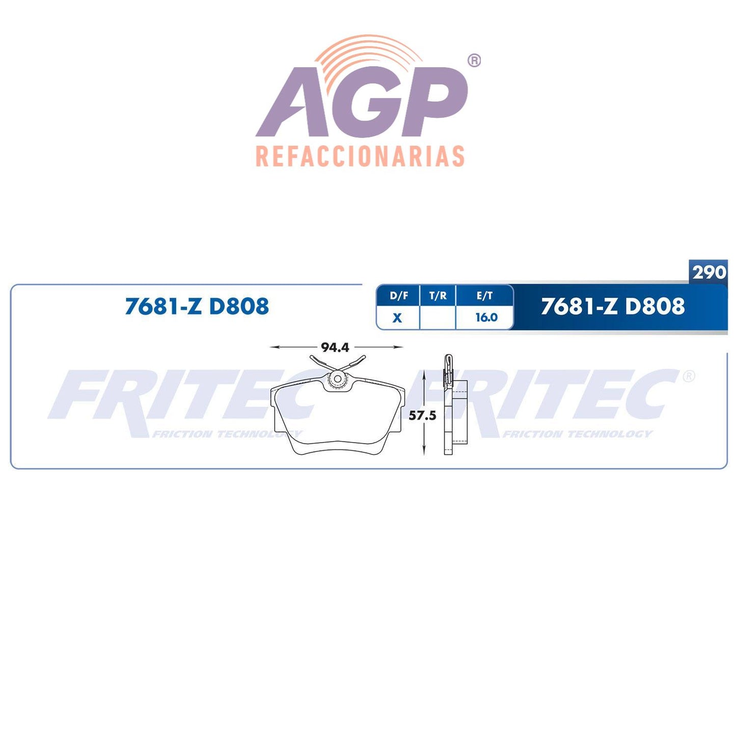 BALATA TRASERA VOLKSWAGEN TRUCK EUROVAN 2001-2004, VOLKSWAGEN TRUCK PANEL 2 (FRI-SHD7681Z)