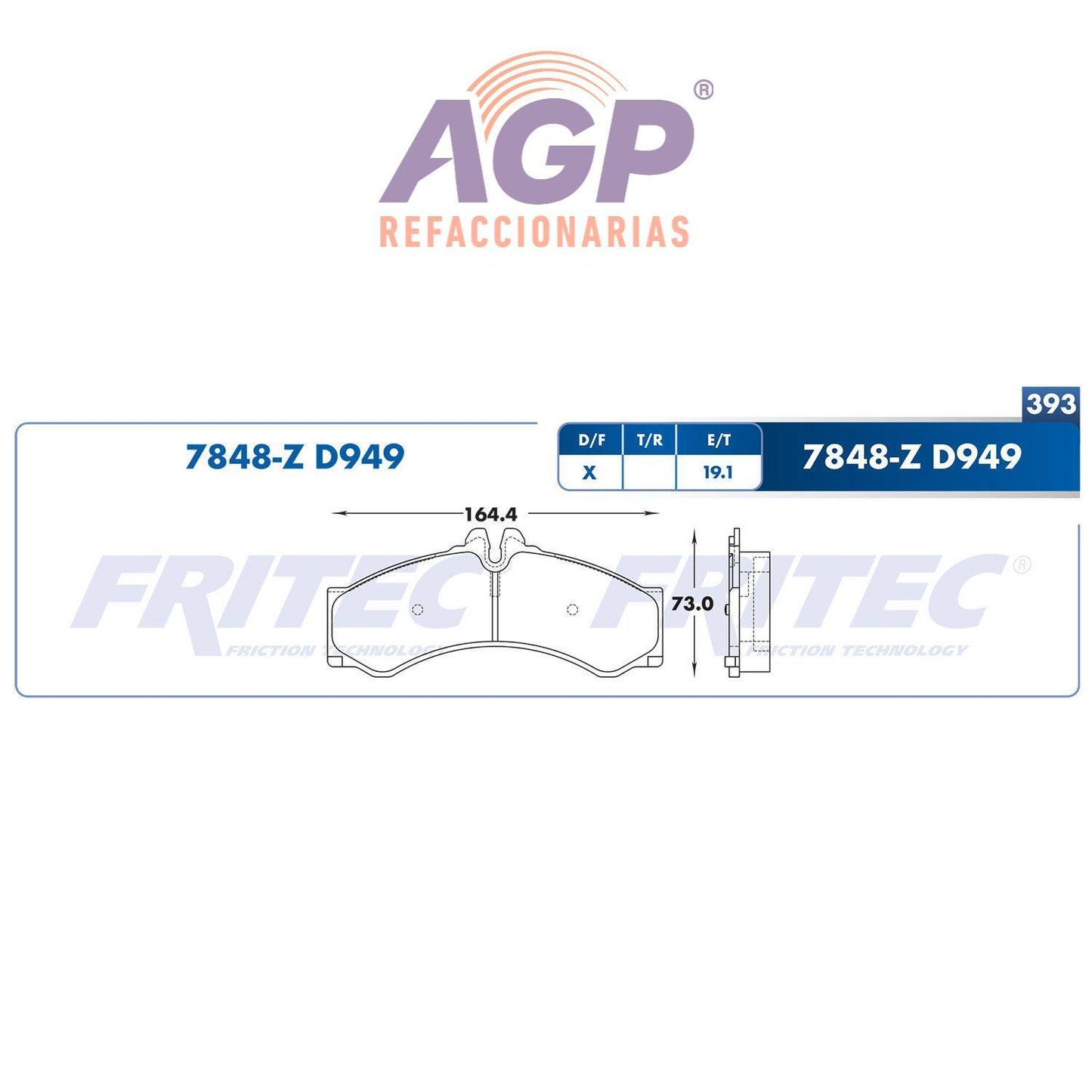 BALATA DELANTERA DODGE TRUCK SPRINTER 2500 2004-2004, DODGE TRUCK SPRINTER 35 (FRI-SHD7848Z) - REFACCIONARIAS AGP