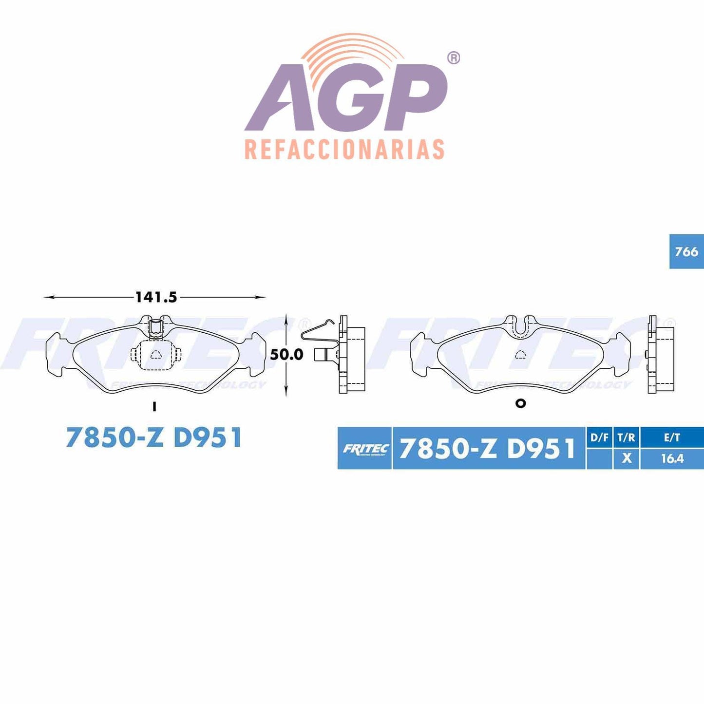 BALATA TRASERA MERCEDES BENZ TRUCK SPRINTER BOX VAN 2002-2005, (FRI-SHD7850Z) - REFACCIONARIAS AGP