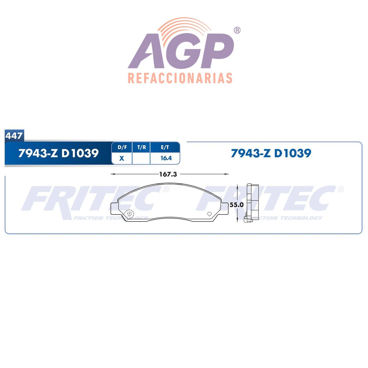 BALATA DELANTERA CHEVROLET TRUCK COLORADO 2004-2009, GMC TRUCK CANYON 2004-2 (FRI-SHD7943Z)