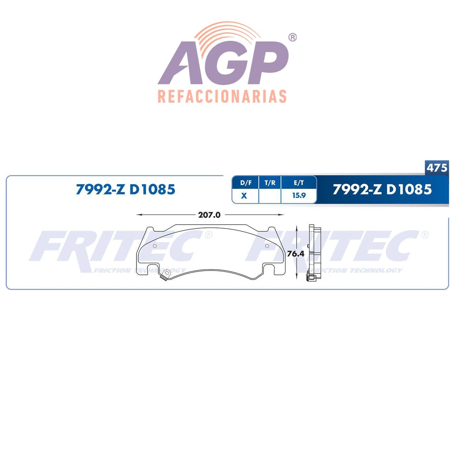 BALATA DELANTERA DODGE TRUCK RAM 1500 SRT10 2005-2005 (FRI-SHD7992Z)