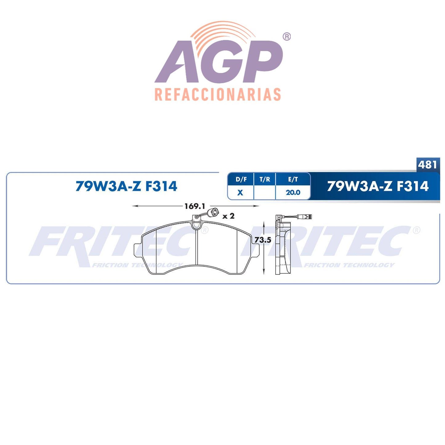 BALATA DELANTERA DODGE SPRINTER 3500 2007-2009 MERCEDES BENZ TRUCK SPRINTER (FRI-SHD79W3AZ)