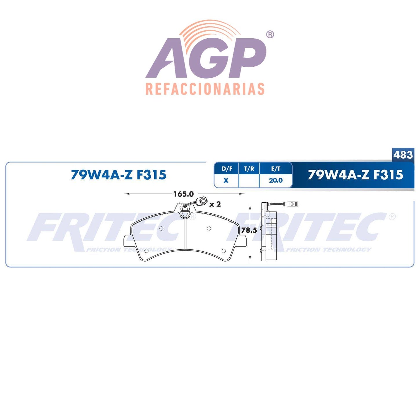 BALATA DISCO TRASERA VOLKSWAGEN TRUCK CRAFTER 2008-2012 MERCEDES BENZ TRUCK SPRINTER 3500 2008-2009 SPRINTER 415 2007-2012 =F315 ()