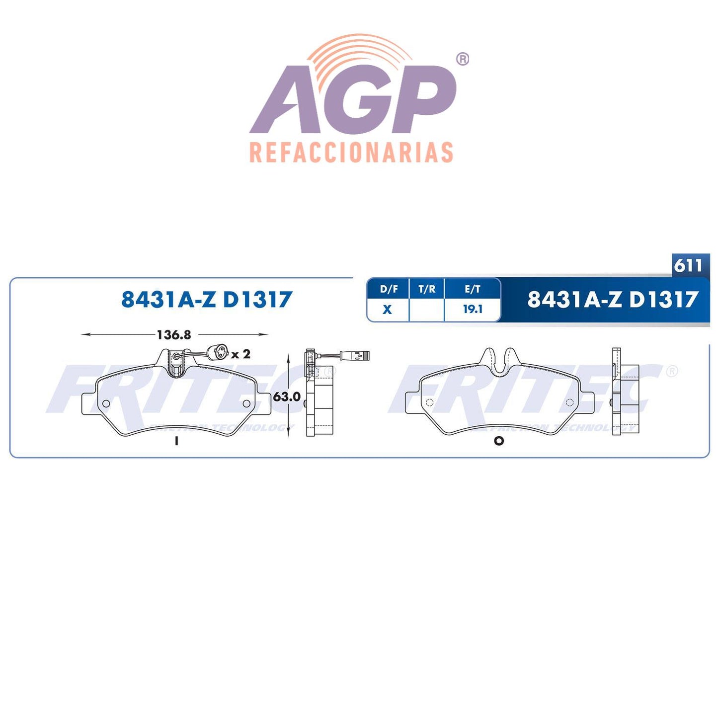 BALATA TRASERA DODGE TRUCK SPRINTER 2500 2006-2015, MERCEDES BENZ TRUCK SPR (FRI-SHD8431AZ)