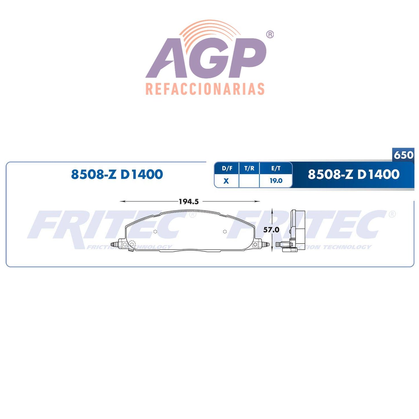 BALATA TRASERA DODGE TRUCK RAM 2500 2009-2015, DODGE TRUCK RAM 3500 2009-20 (FRI-SHD8508Z) - REFACCIONARIAS AGP