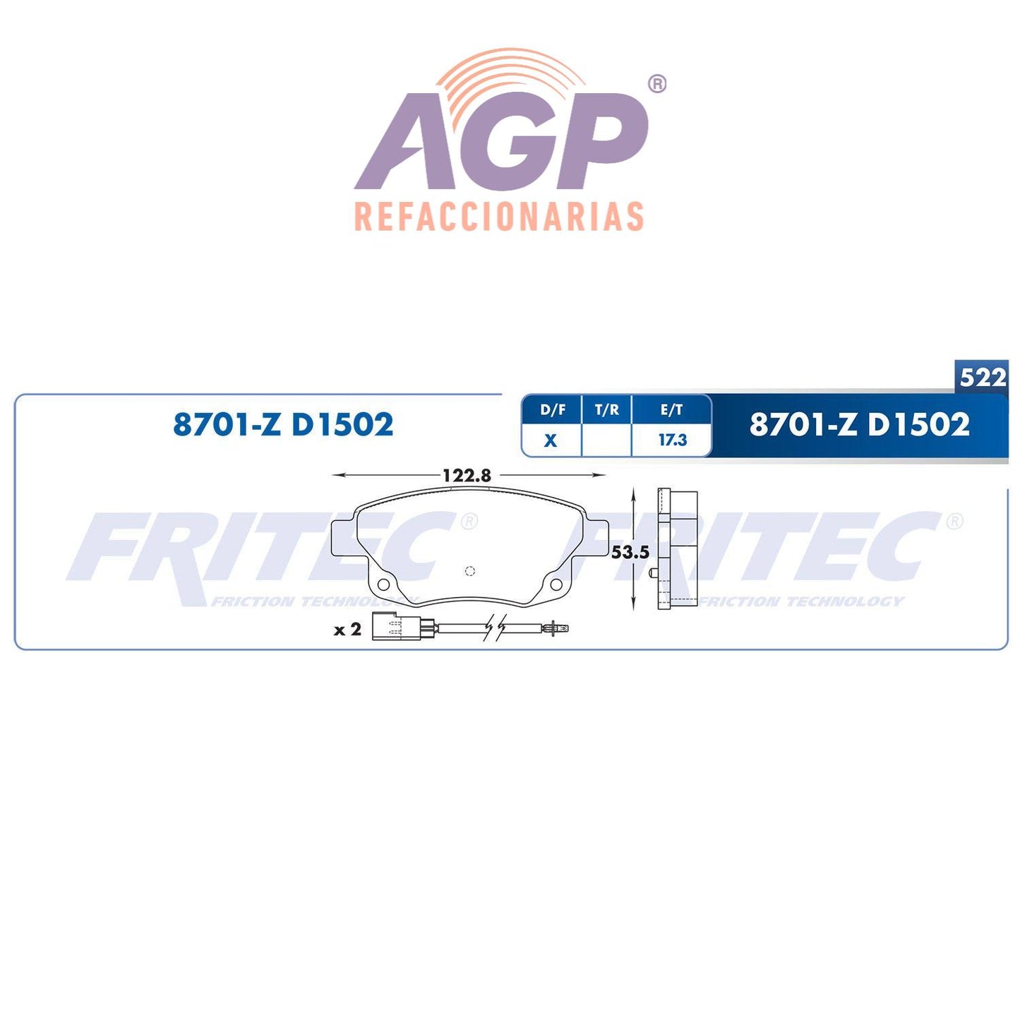 BALATA TRASERA FORD TRUCK TRANSIT 2008-2012 (FRI-SHD8701Z)