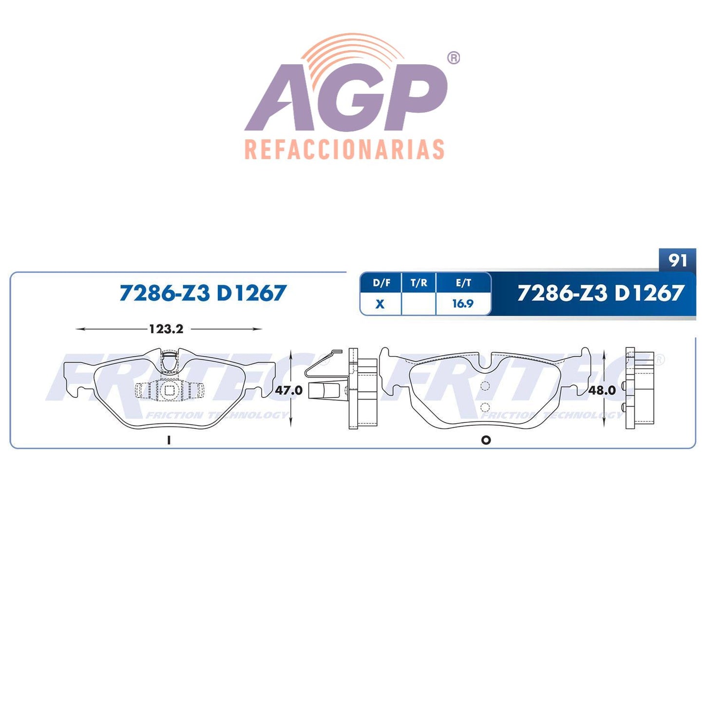 BALATA TRASERA BMW 125I 2011, BMW 128I 08-13, BMW 323I 10-11, BMW 328I 07-1 (FRI-SPC7286Z3)