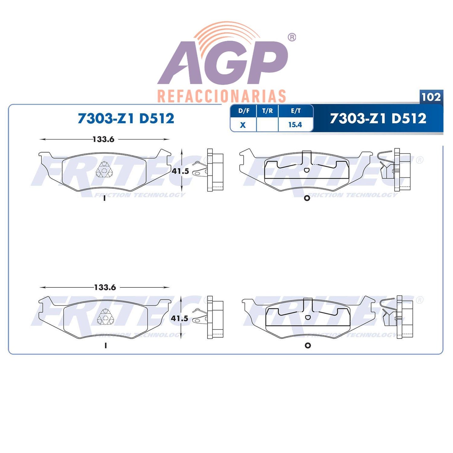 BALATA TRASERA CHRYSLER DAYTONA 1991-1991, CHRYSLER IMPERIAL 1991-1991, CHR (FRI-SPC7303Z1)