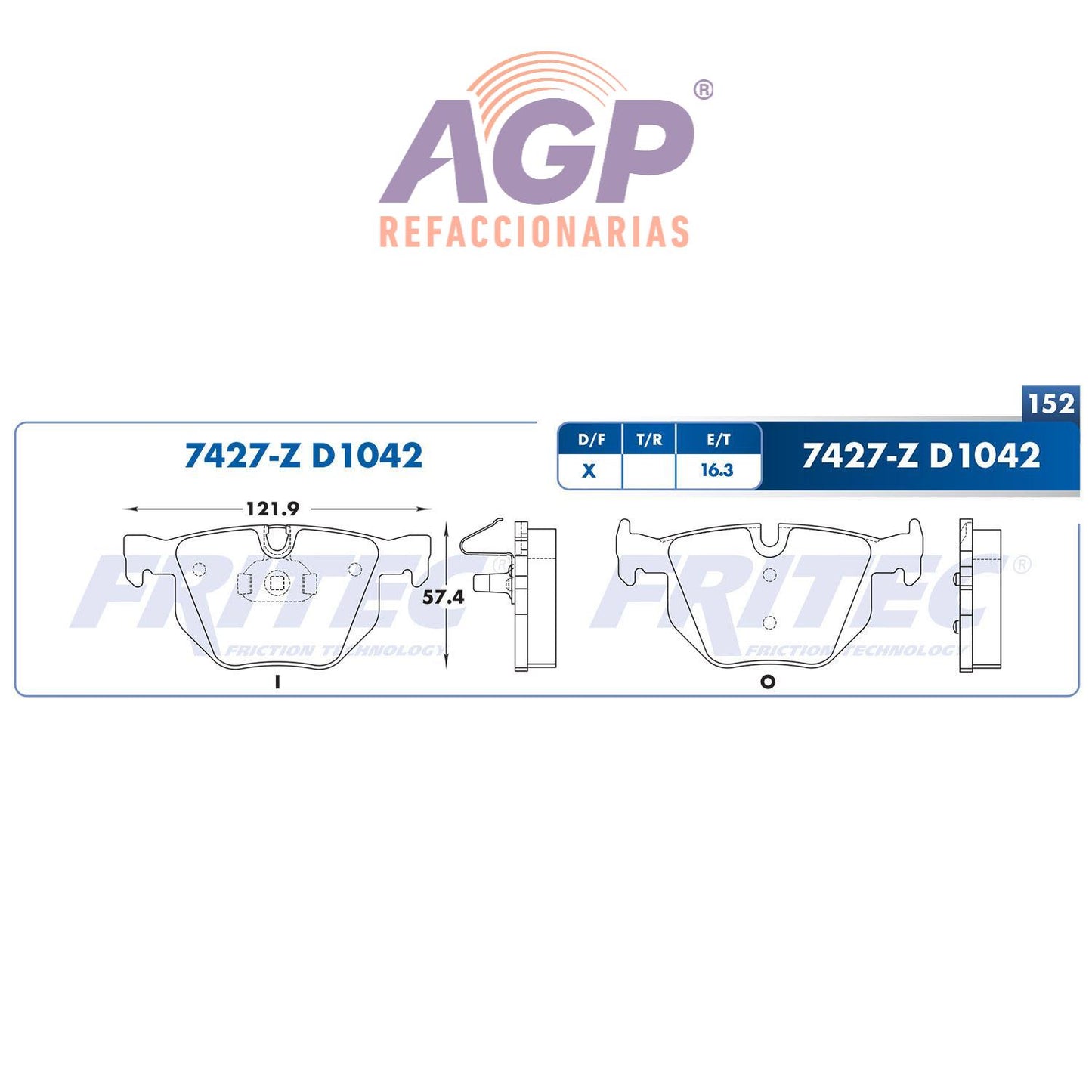 BALATA TRASERA BMW X5 3.0I 2007-2008, X5 XDRIVE 30I 2009-2016, X5 XDRIVE 35 (FRI-SPC7427Z)