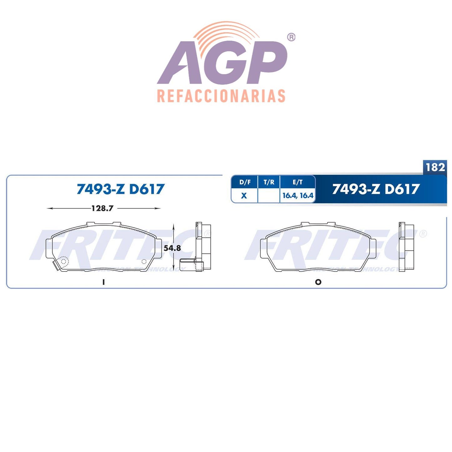 BALATA DELANTERA ACURA INTEGRA 1994-2001, HONDA CIVIC 1994-1995, HONDA CIVIC (FRI-SPC7493Z)