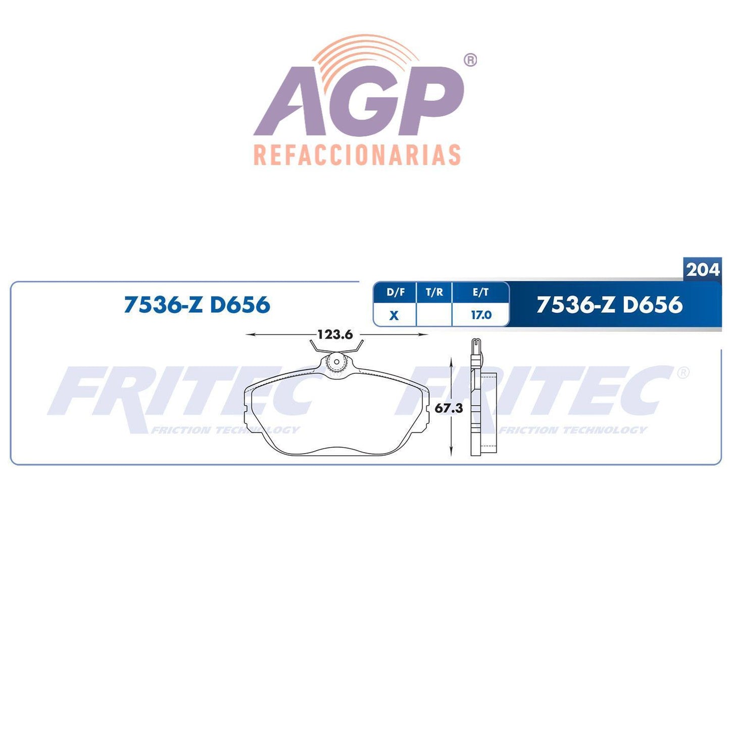 BALATA DELANTERA FORD TRUCK WINDSTAR 1995-1998 (FRI-SPC7536Z) - REFACCIONARIAS AGP