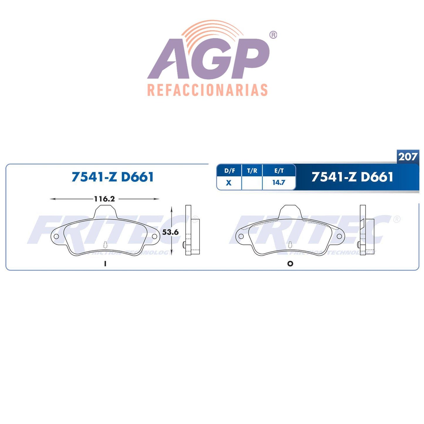 BALATA TRASERA FORD CONTOUR 1998-2000, FORD COUGAR 1999-2000, FORD MYSTIQUE (FRI-SPC7541Z)