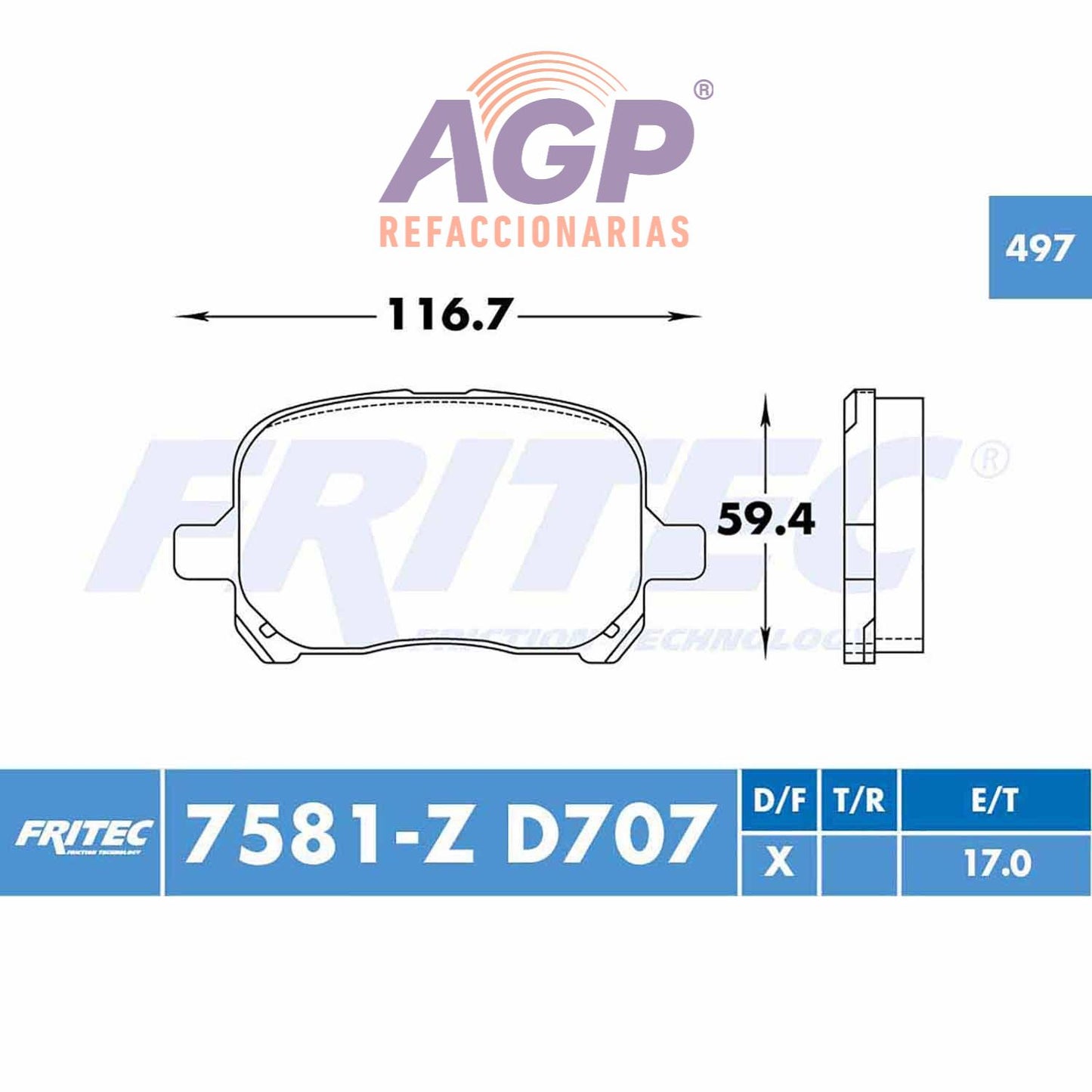 BALATA DELANTERA LEXUS ES300 1997-2000, LEXUS TRUCK RX300 1999-2000, TOYOTA (FRI-SPC7581Z)