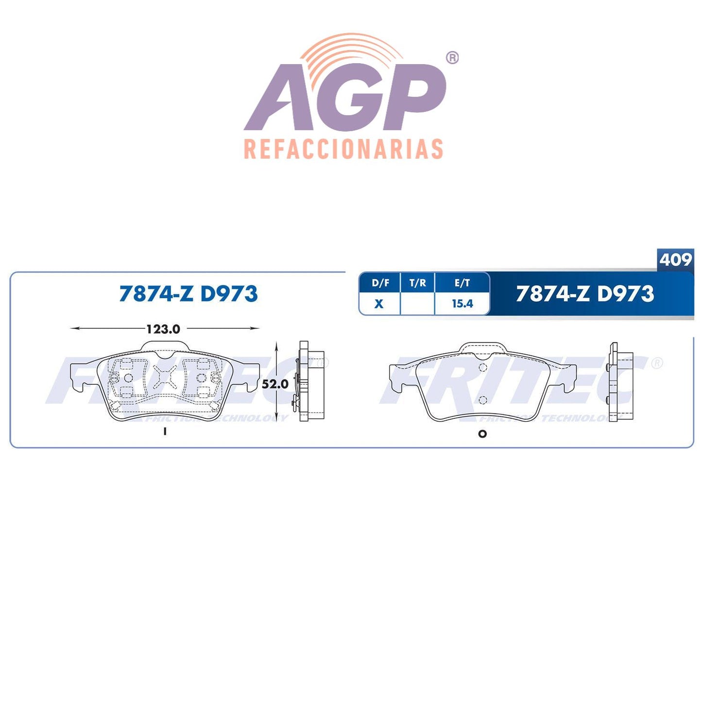 BALATA TRASERA MAZDA 3 2004-2005, MAZDA 5 2006-2006, CHEVROLET VECTRA 2003- (FRI-SPC7874Z)