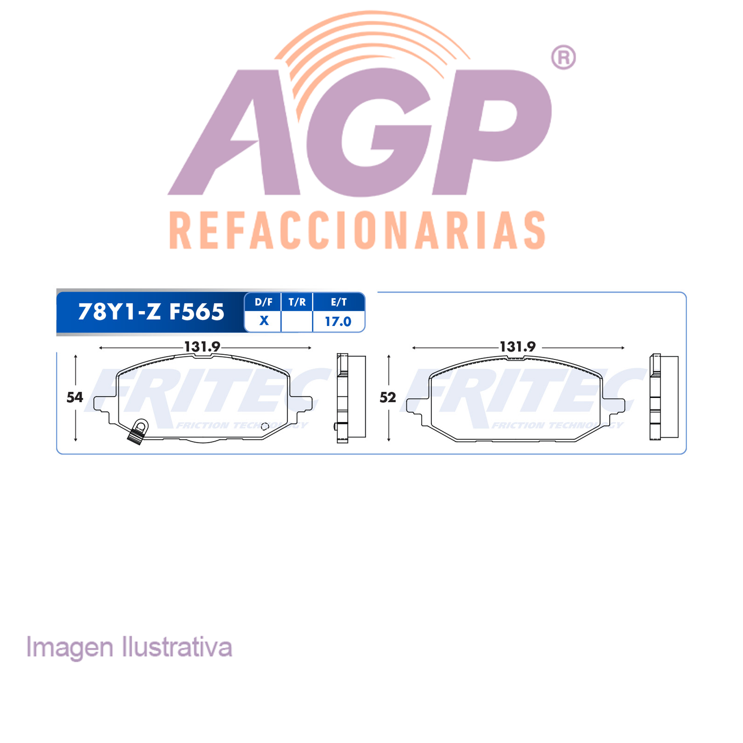 BALATA DISCO DELANTERA CHEVROLET ONIX LS 3L 1.0 LTS 2021-2023 ONIX LS 3L 1.3 LTS 2023 ONIX LT 3L 1.0 LTS 2021-2023 ONIX LT 3L 1.3 LTS 2023 ONIX PREMIER 3L 1.0 LTS 2023 ONIX PREMIER 3L 1.2 LTS 2021-