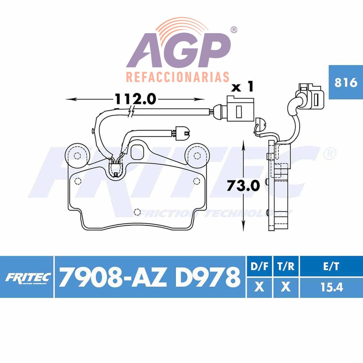 BALATA TRASERA AUDI TRUCK Q7 100 ANIV QUATTRO 2010-2010, AUDI TRUCK Q7 2007 (FRI-SPC7908AZ)