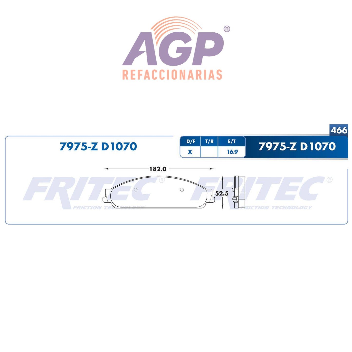 BALATA DELANTERA FORD FIVE HUNDRED 2005-2007, FORD SABLE 2008-2009, FORD TRUC (FRI-SPC7975Z)