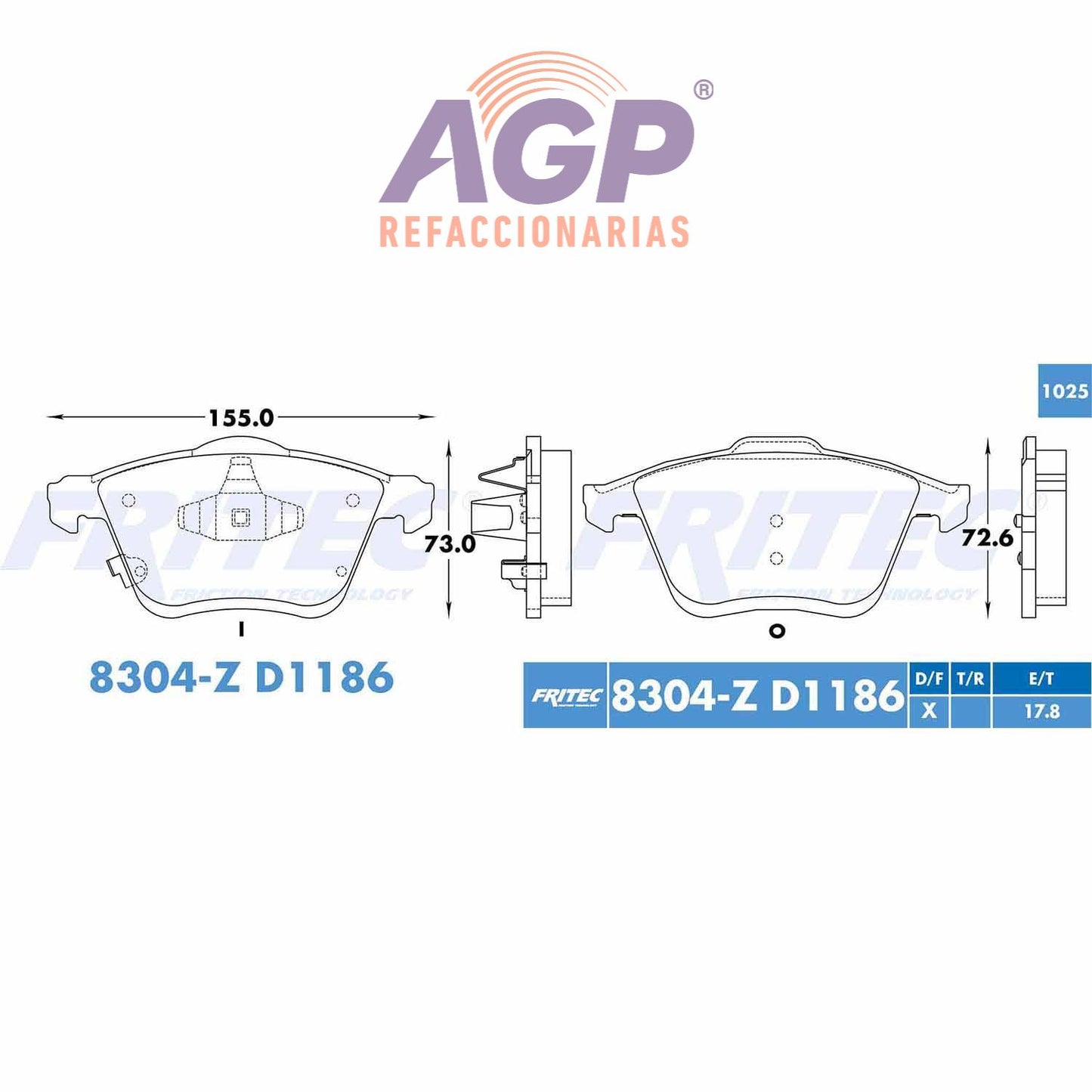 BALATA DELANTERA MAZDA 6 2006-2007 (FRI-SPC8304Z)