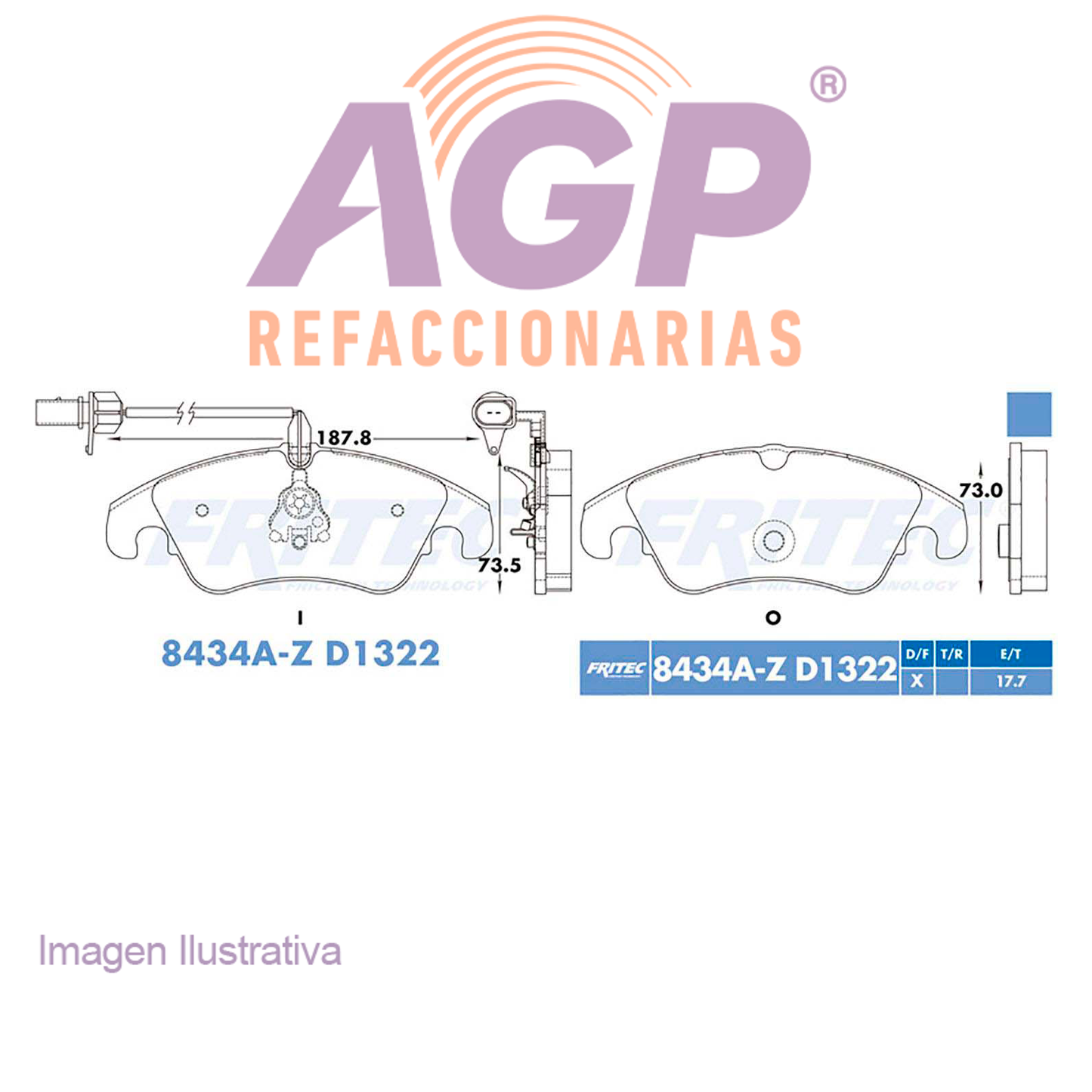 BALATA DELANTERA AUIDI A4 2009-2016, A5 2010-2016, A6 QUATTRO L4 2013-2016, (FRI-SPC8434AZ)