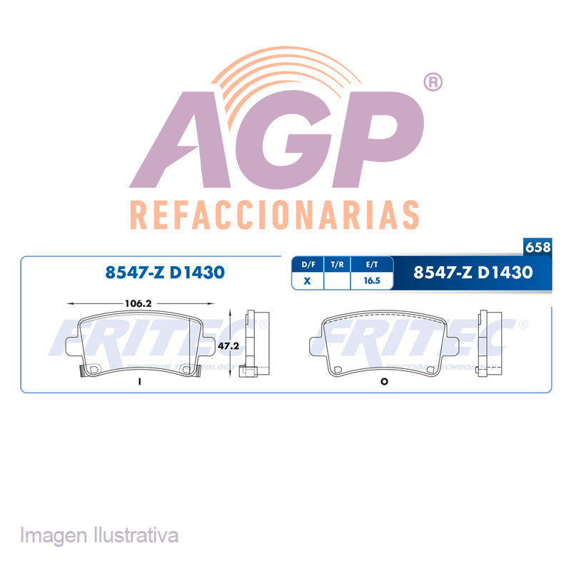 BALATA DISCO TRASERA CHEVROLET MALIBU 2013-2017 BUICK REGAL 2013-2017 BUICK LACROSSE 2010-2017 =D1430 ()