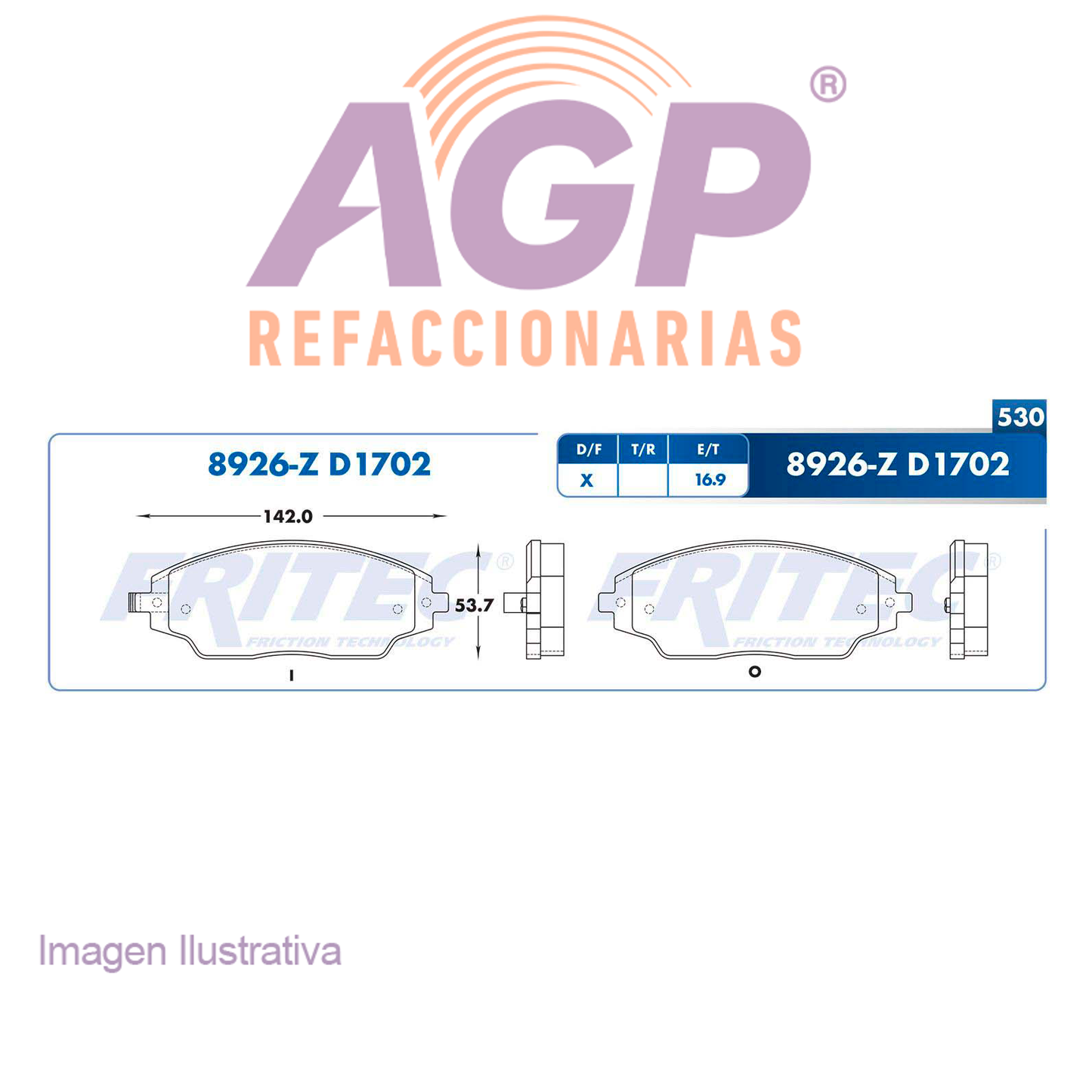 BALATA DELANTERA CHEVROLET SONIC 2011-2017 (FRI-SPC8926Z)