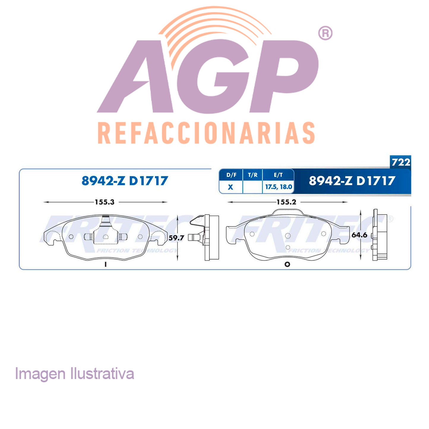 BALATA DELANTERA PEUGEOT PARTNER TEPEE, PARTNER HDI 13-16 (FRI-SPC8942Z)