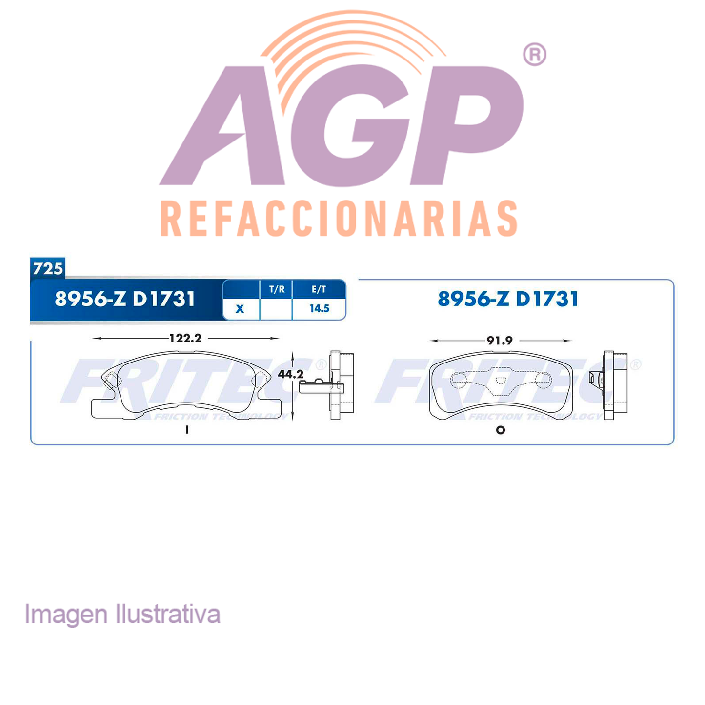 BALATA DISCO DELANTERA DODGE ATTITUDE 2015-2016 MITSUBISHI MIRAGE 2015-2016 =D1731 ()