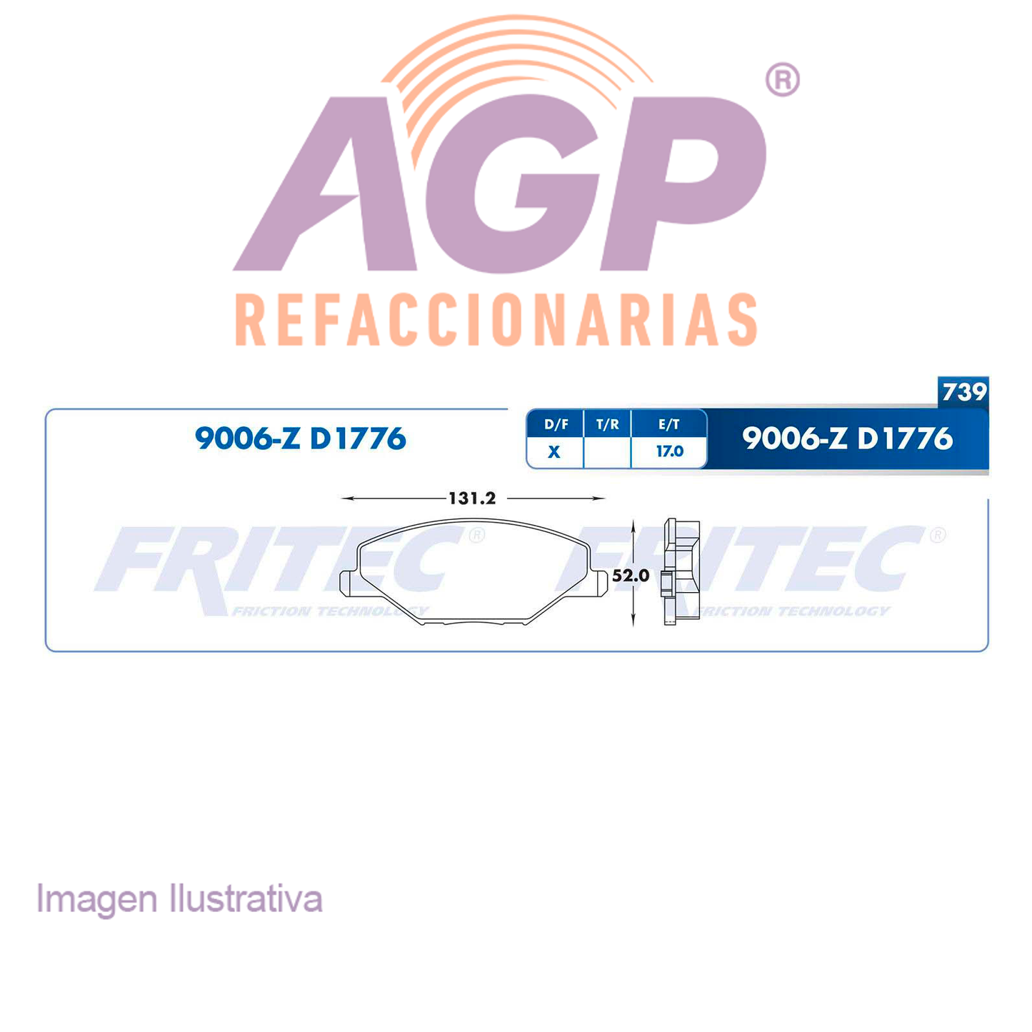 BALATA DISCO DELANTERA VOLKSWAGEN VENTO 2013-2018 POLO 2015-2018 =D1776