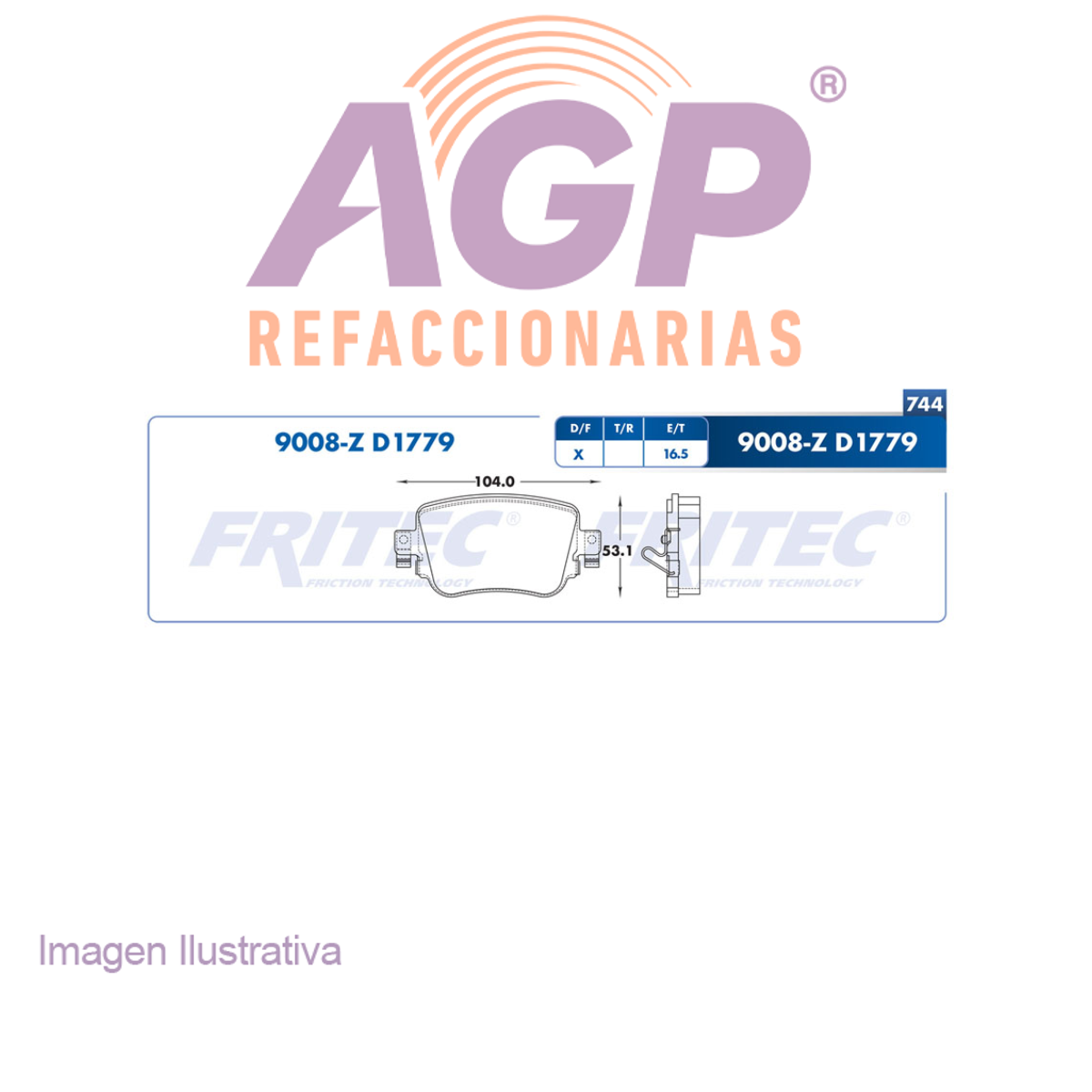 BALATA DISCO TRASERA VOLKSWAGEN PASSAT 2015-2016 GOLF GTI 2015-2016 SPORT WAGEN 2015-2016 AUDI A3 2015-2016 =D1779 ()